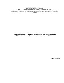 Negocierea - tipuri și stiluri de negociere - Pagina 1