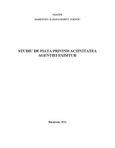 Studiu de piață privind activitatea Agenției Eximtur - Pagina 1
