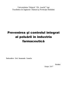 Prevenirea și Controlul Integrat al Poluării în Industria Farmaceutică - Pagina 1