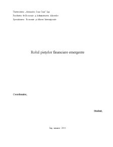 Rolul Piețelor Financiare Emergente - Pagina 1