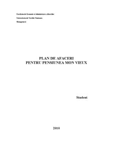Plan de Afaceri pentru Pensiunea Mon Vieux - Pagina 1