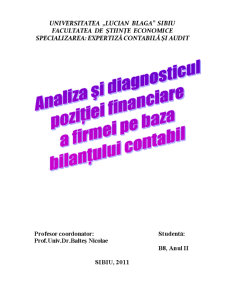 Analiza si Diagnosticul Pozitiei Financiare a SC Cobcefa SA pe Baza Bilantului - Pagina 1