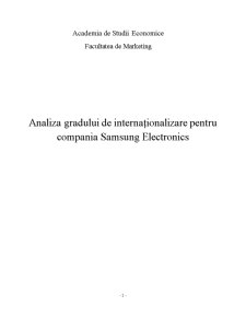 Analiza Gradului de Internaționalizare pentru Compania Samsung Electronics - Pagina 1