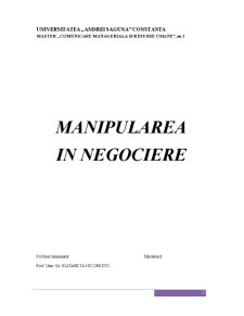 Manipularea în Negociere - Pagina 1