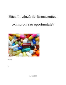 Etica în Vânzările Farmaceutice - Oximoron sau Oportunitate - Pagina 1