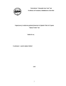 Organizarea și conducerea gestiunii financiare la Spitalul Clinic de Urgentă Sfânta Treime Iași - Pagina 1