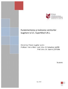 Fundamentarea și Realizarea Veniturilor Bugetare la SC Supermod SRL - Pagina 1