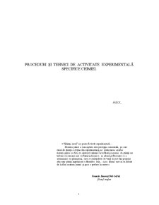 Proceduri și Tehnici de Activitate Experimentală Specifice Chimiei - Pagina 1