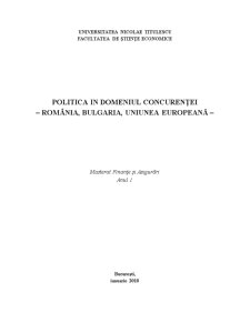Politică în domeniul concurenței - România, Bulgaria, Uniunea Europeană - Pagina 1