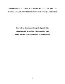 Prevenirea și controlul integrat al poluării în industria mobilei pentru un flux gazos contaminat cu formaldehidă - Pagina 1