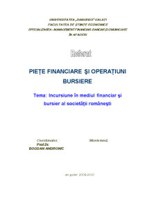 Incursiune în Mediul Financiar și Bursier al Societății Românești - Pagina 1