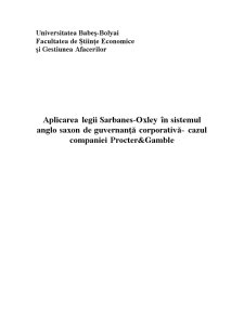Aplicarea legii Sarbanes-Oxley în sistemul anglo-saxon de guvernanță corporativă - cazul companiei Procter&Gamble - Pagina 1