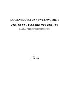 Organizarea și Funcționarea Pieței Financiare din Belgia - Pagina 1