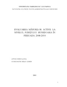 Evaluarea Măsurilor Active la Nivelul Județului Hunedoara în Perioada 2008-2010 - Pagina 1