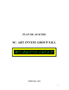 Plan de Afaceri SC Art-Invest SRL - Pagina 2