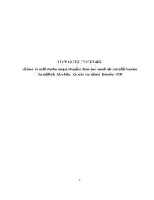 Misiune de Audit Statutar asupra Situatiilor Financiare Anuale ale Societatii Bancare Garantibank Alba-Iulia, Aferente Exercitiului Financiar 2008 - Pagina 1