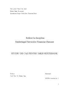 Marketingul Serviciilor Financiar-Bancare - Studiu de Caz pentru MKB Nextebank - Pagina 1