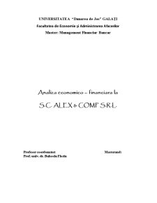 Analiza Economico-Financiara la SC Alex&Comp SRL - Pagina 1