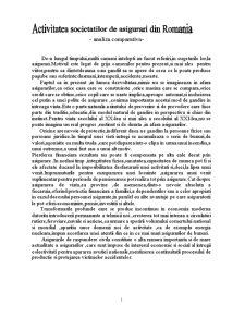 Activitatea societăților de asigurări din România - analiza comparativă - Pagina 1