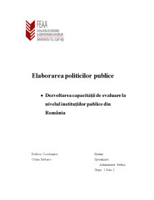 Dezvoltarea Capacității de Evaluare la Nivelul Instituțiilor Publice din România - Pagina 1