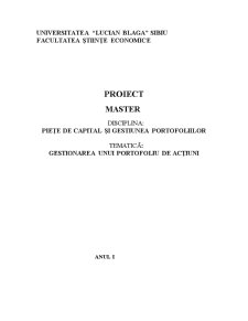 Piețe de capital și gestiunea portofoliilor - gestionarea unui portofoliu de acțiuni - Pagina 1