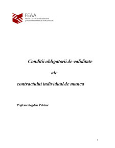 Condiții obligatorii de validitate ale contractului individual de muncă - Pagina 1