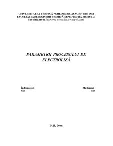 Parametrii Procesului de Electroliză - Pagina 1