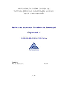 Reflectarea Aspectelor Financiare ale Guvernantei Corporatiste la CNTEE Transelectrica SA - Pagina 1