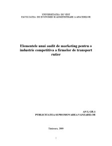 Elementele unui audit de marketing pentru o industrie competitivă a firmelor de transport rutier - Pagina 1