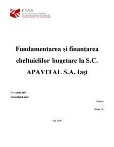 Fundamentarea cheltuielilor bugetare la RAJAC Iași - Pagina 1