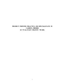 Proiect privind practică de specialitate în cadrul firmei SC Tual Fast Chance 98 SRL - Pagina 1