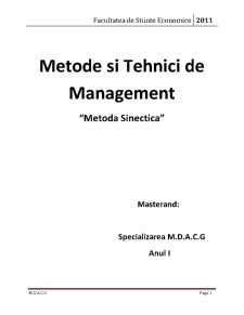 Metode și tehnici de management - metoda sinectică - Pagina 1