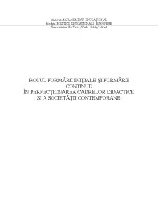 Rolul Formarii Initiale-Continue in Perfectionarea Cadrelor Didactice - Pagina 1