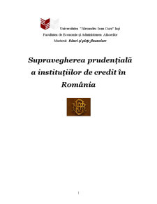 Supravegherea Prudențială a Instituțiilor de Credit în România - Pagina 1