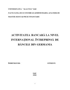 Activitatea bancară internațională intreprinsă de băncile din Germania - Pagina 1