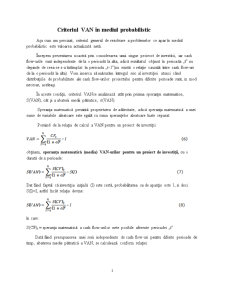 Criteriul VAN în Mediul Probabilistic - Pagina 1