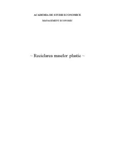 Reciclarea Maselor de Plastic - Pagina 1