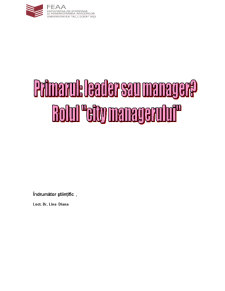 Primarul, Leader sau Manager - Rolul City Managerului - Pagina 1