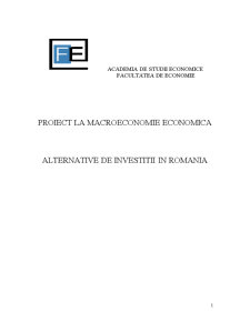Macroeconomie economică - alternative de investiții în România - Pagina 1