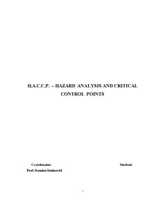HACCP - Hazard Analysis and Critical Control Points - Pagina 1