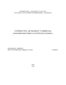 Contractul de mandat comercial - reglementare juridică și utilitate economică - Pagina 1