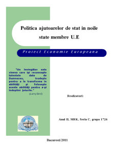 Politica ajutoarelor de stat în noile state membre UE - Pagina 1