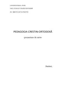 Pedagogia crestin-ortodoxă - Pagina 1