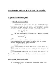 Probleme de extrem - aplicații ale derivatelor - Pagina 1