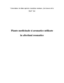 Plante medicinale și aromatice utilizate în afecțiuni reumatice - Pagina 1