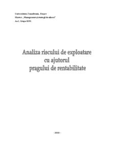 Analiza Riscului de Exploatare cu Ajutorul Pragului de Rentabilitate - Pagina 1
