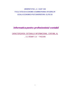 Caracterizarea sistemului informațional contabil al SC Remar SA Pașcani - Pagina 1