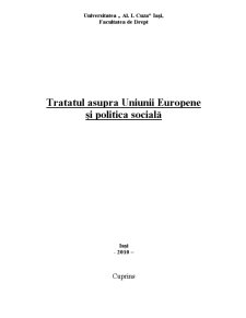 Tratatul asupra Uniunii Europene și Politica Socială - Pagina 1