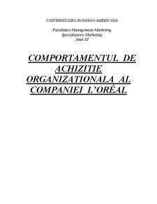 Comportamentul de achiziție organizațională al companiei L'Oreal - Pagina 1