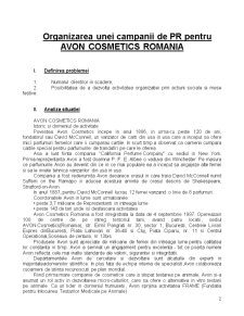 Organizarea unei Campanii de PR pentru Avon Cosmetics România - Pagina 2